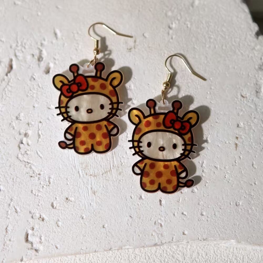 Kawaii Hello Kitty Giraffe Acrylic Drop Dangle Charm Earrings